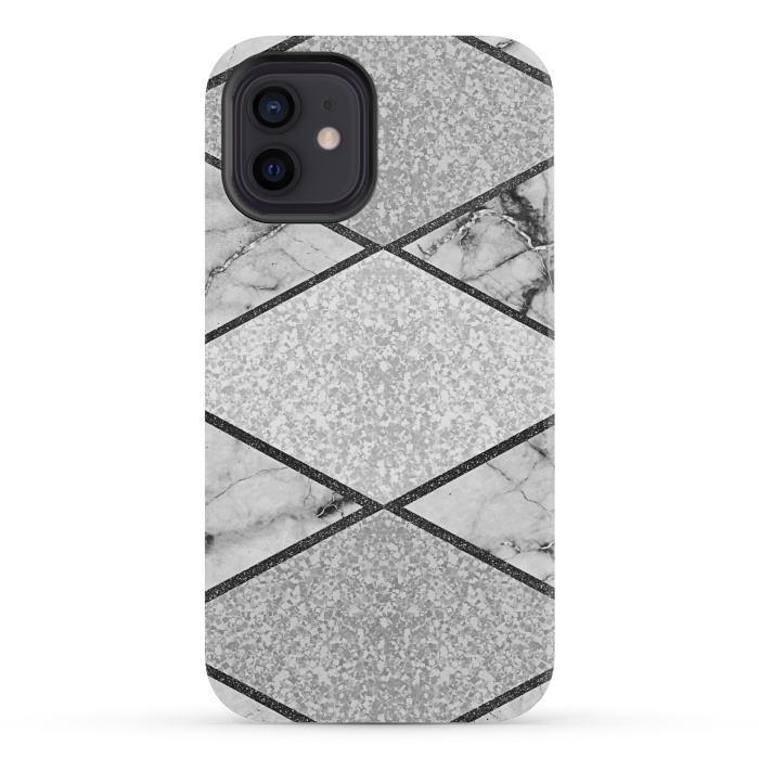 iPhone 12 mini StrongFit Silver glitters marble by Jms