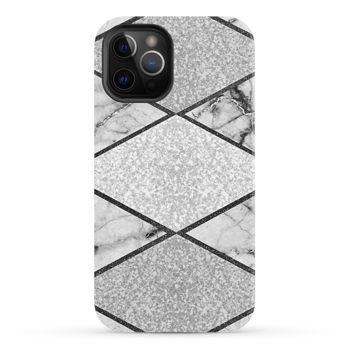 iPhone 12 Pro StrongFit Silver glitters marble by Jms