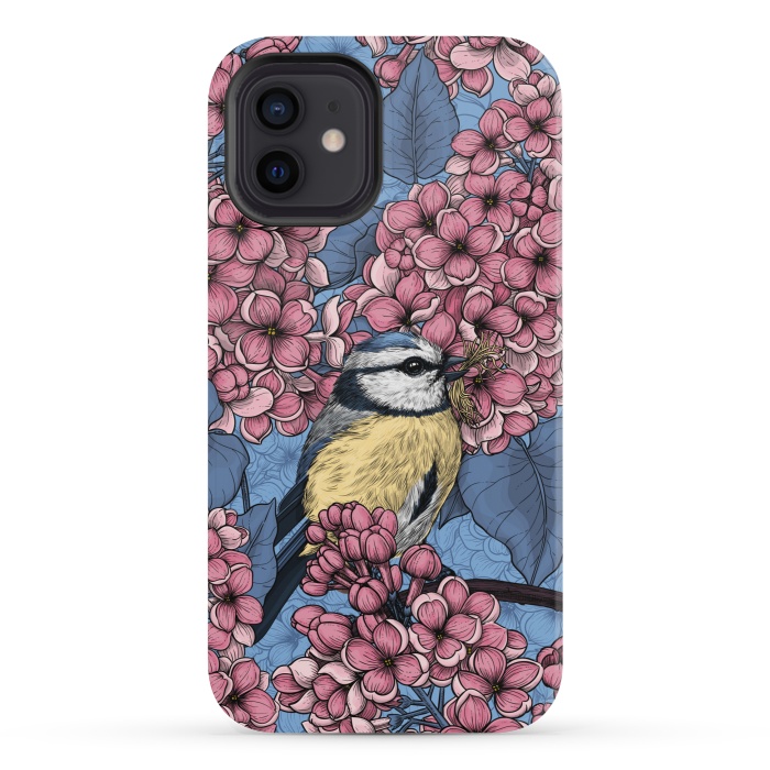 iPhone 12 mini StrongFit Tit bird in the lilac garden by Katerina Kirilova