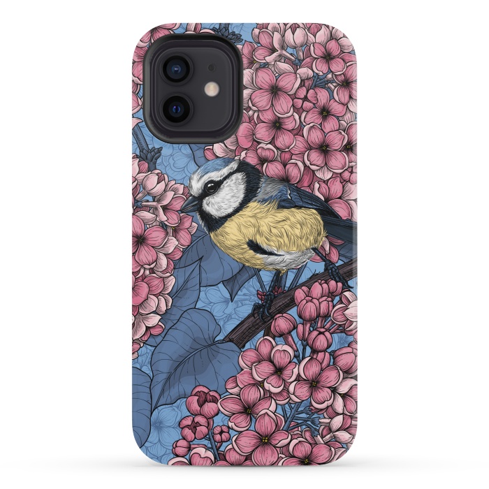 iPhone 12 mini StrongFit Tit bird in the lilac garden 2 by Katerina Kirilova