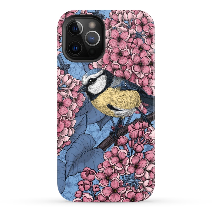 iPhone 12 Pro StrongFit Tit bird in the lilac garden 2 by Katerina Kirilova