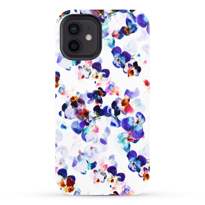 iPhone 12 StrongFit Blue purple pansy petals by Oana 