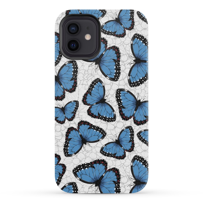 iPhone 12 mini StrongFit Blue morpho butterflies by Katerina Kirilova