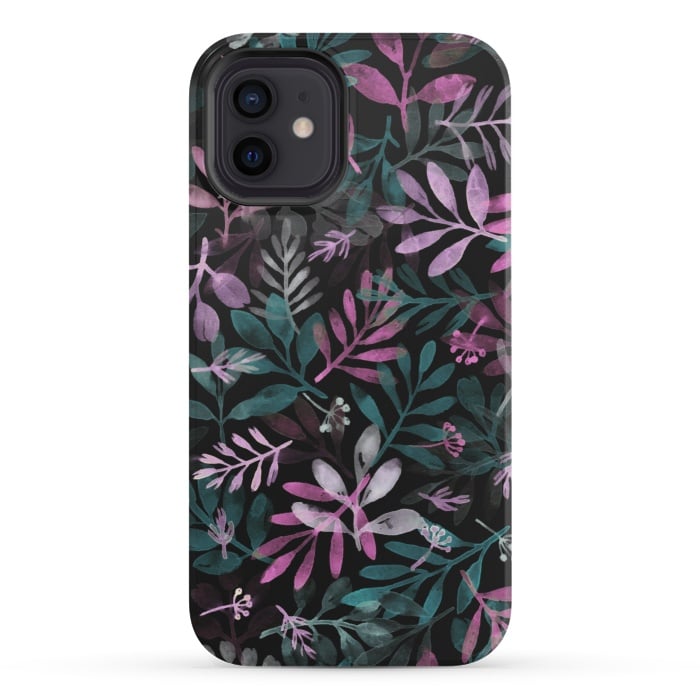iPhone 12 mini StrongFit pink and green branches by Alena Ganzhela