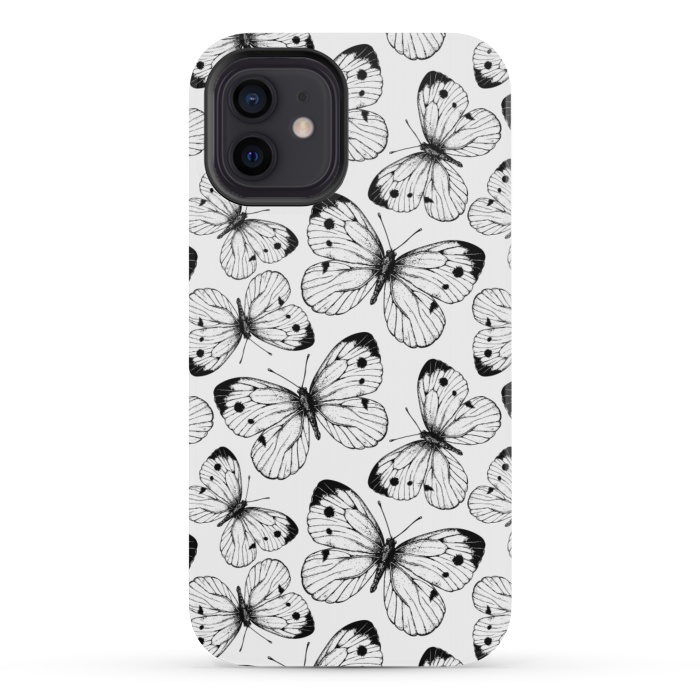 iPhone 12 mini StrongFit Cabbage butterfly pattern by Katerina Kirilova