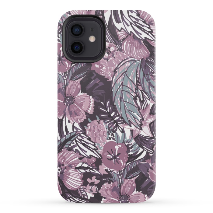 iPhone 12 mini StrongFit Modern sketched flower bouquet by Oana 