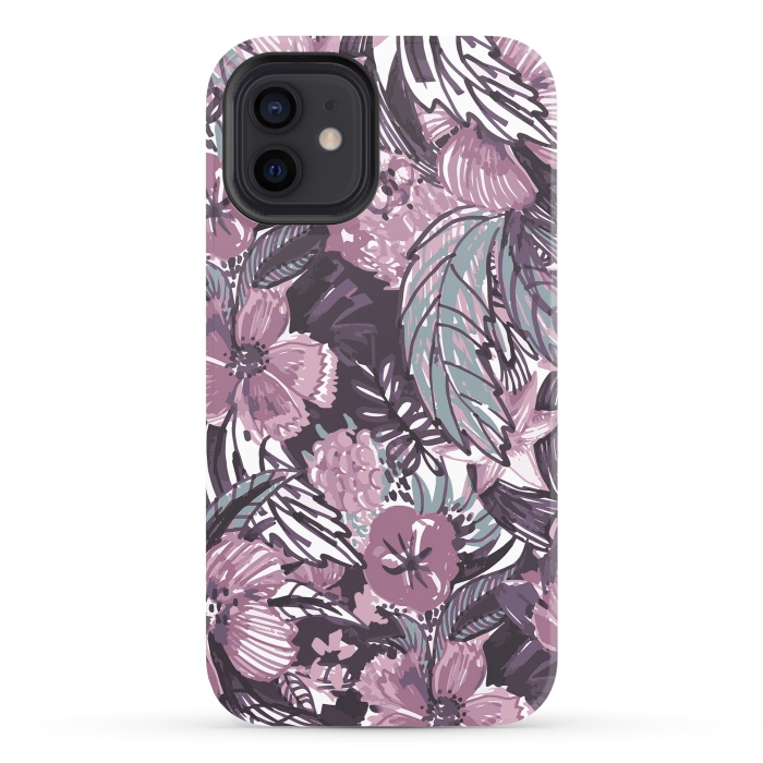 iPhone 12 StrongFit Modern sketched flower bouquet by Oana 