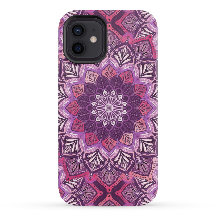 iPhone 12 mini StrongFit Perfect Pearly Plum Mandala by Micklyn Le Feuvre