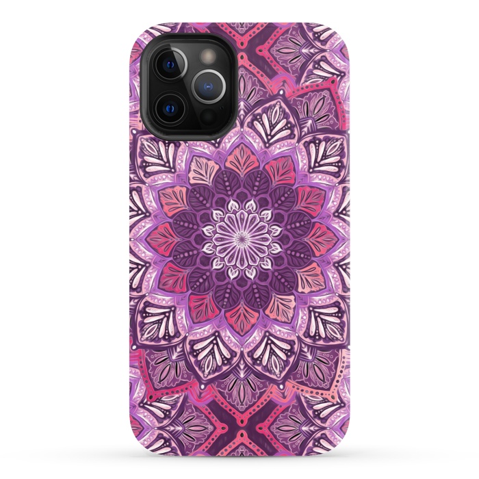 iPhone 12 Pro StrongFit Perfect Pearly Plum Mandala by Micklyn Le Feuvre