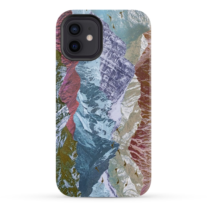 iPhone 12 mini StrongFit Modern mountain landscape collage art by Oana 