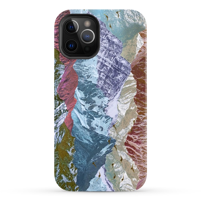 iPhone 12 Pro StrongFit Modern mountain landscape collage art by Oana 