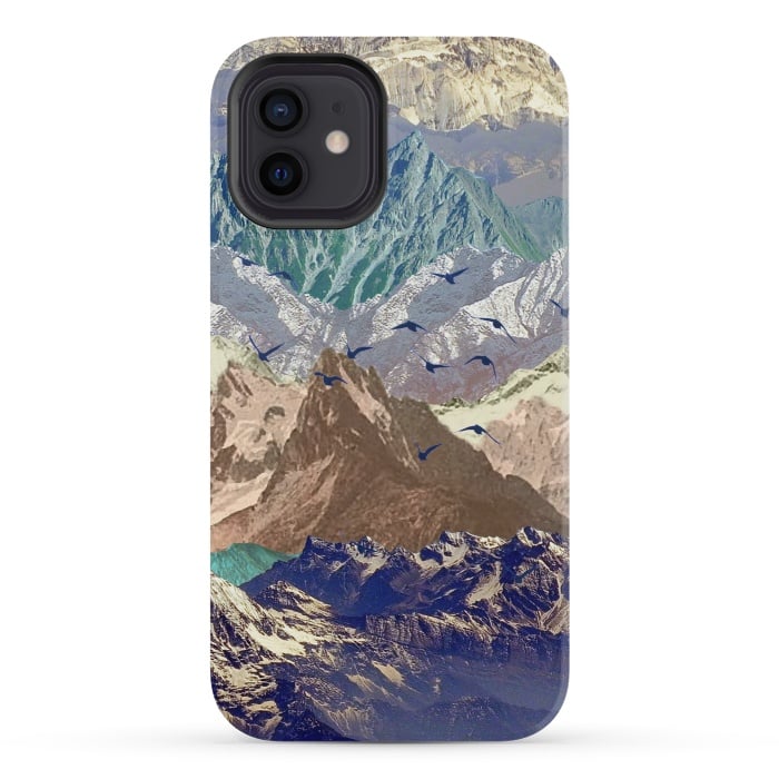 iPhone 12 mini StrongFit Mountain landscape utopic nature collage  by Oana 