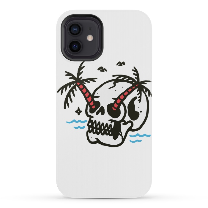 iPhone 12 mini StrongFit Skull Coconut Trees by Afif Quilimo