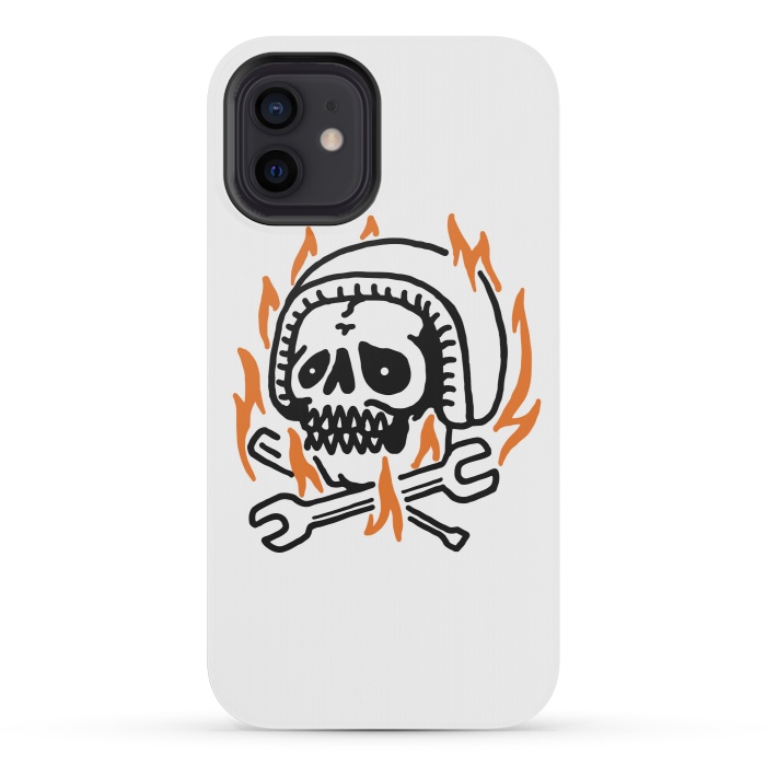 iPhone 12 mini StrongFit Skull Biker Fire by Afif Quilimo