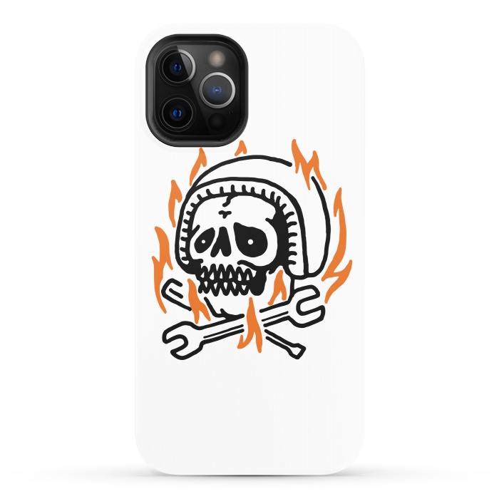 iPhone 12 Pro StrongFit Skull Biker Fire by Afif Quilimo