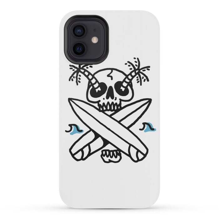 iPhone 12 mini StrongFit Skull Surf Beach by Afif Quilimo