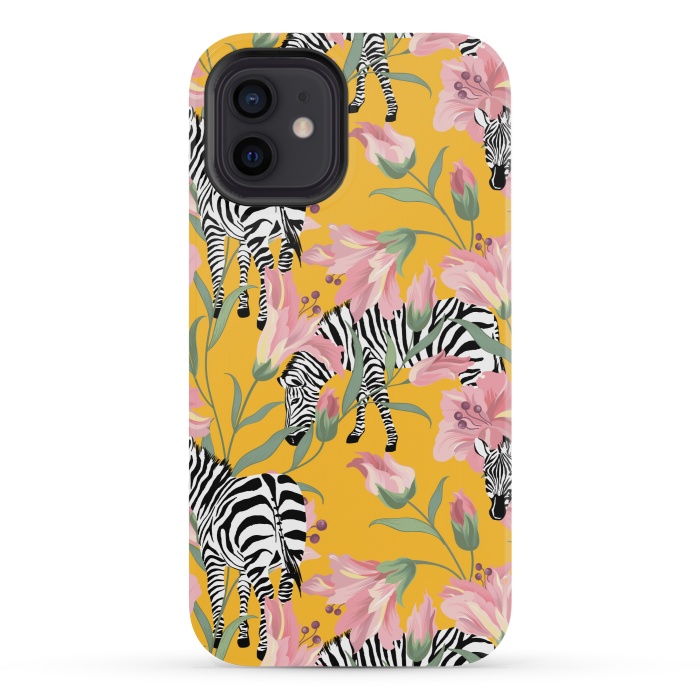 iPhone 12 mini StrongFit Striped For Life | Zebra Mango Forest | Modern Bohemian Wildlife Jungle | Botanical Nature by Uma Prabhakar Gokhale