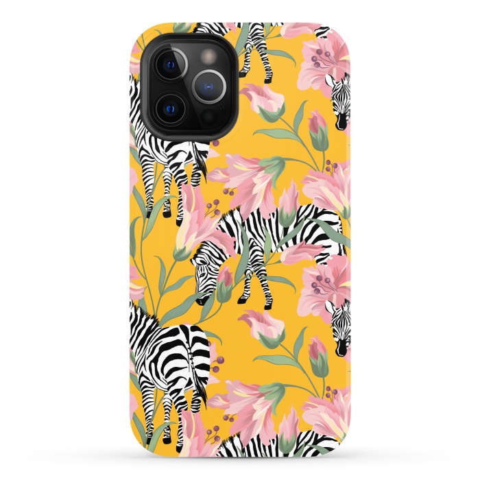 iPhone 12 Pro StrongFit Striped For Life | Zebra Mango Forest | Modern Bohemian Wildlife Jungle | Botanical Nature by Uma Prabhakar Gokhale