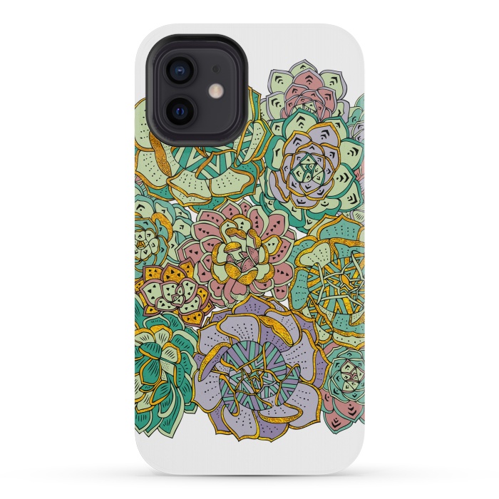 iPhone 12 mini StrongFit Colorful Succulents by Pom Graphic Design
