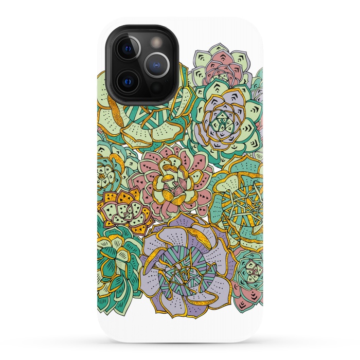 iPhone 12 Pro StrongFit Colorful Succulents by Pom Graphic Design
