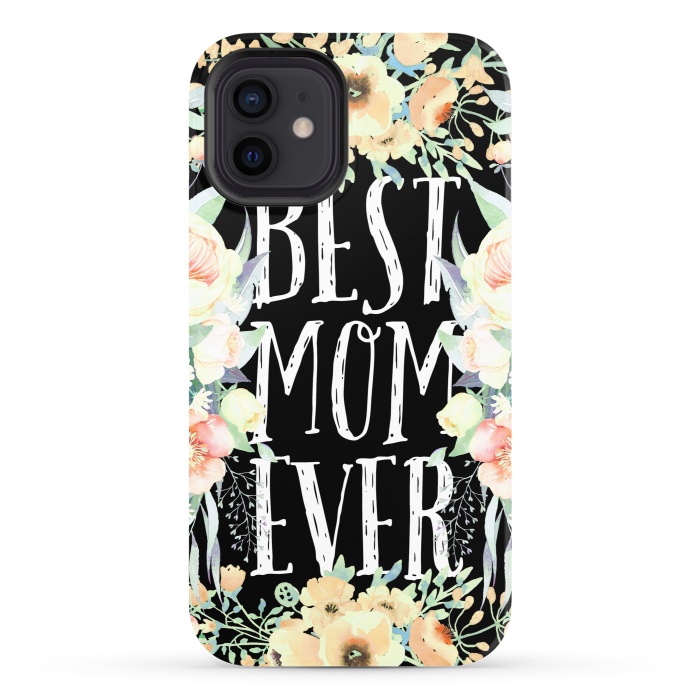 iPhone 12 StrongFit Best mom spring watercolor flowers  by Oana 