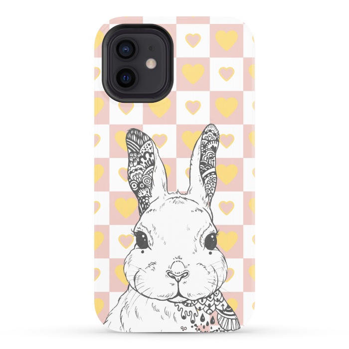 iPhone 12 StrongFit Rabbit and yellow hearts Alice in Wonderland by Oana 