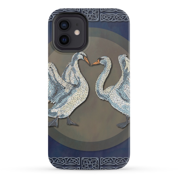 iPhone 12 mini StrongFit Dancing Swans by Lotti Brown
