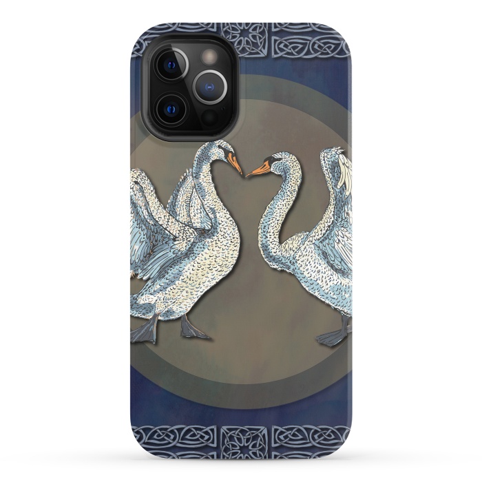 iPhone 12 Pro StrongFit Dancing Swans by Lotti Brown