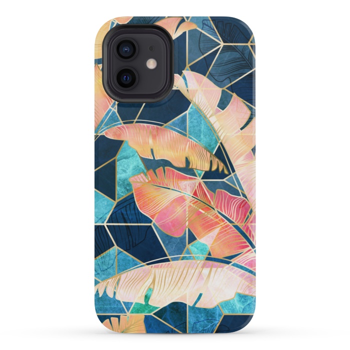 iPhone 12 mini StrongFit Marbled Topical Sunset by gingerlique