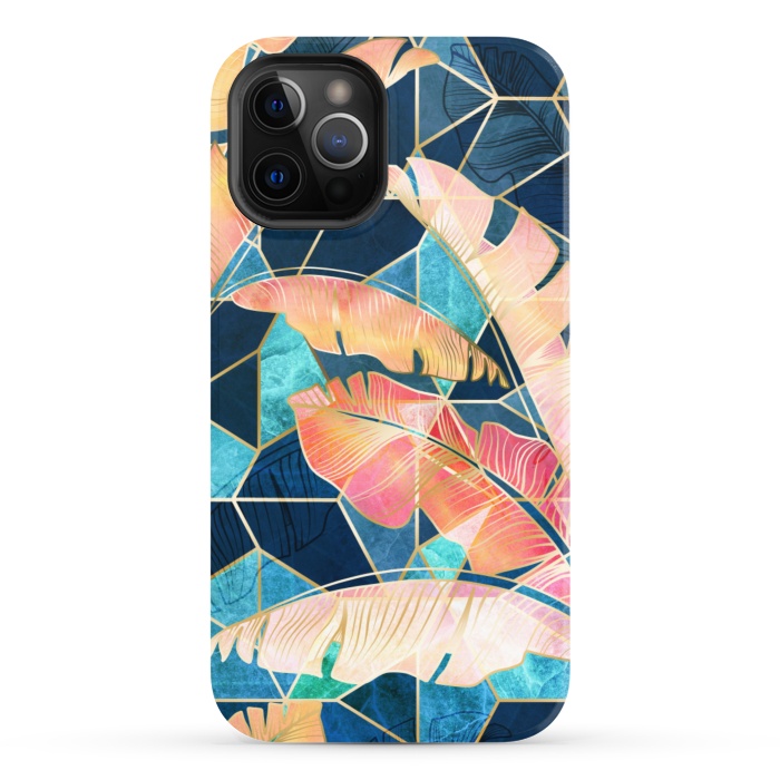 iPhone 12 Pro StrongFit Marbled Topical Sunset by gingerlique