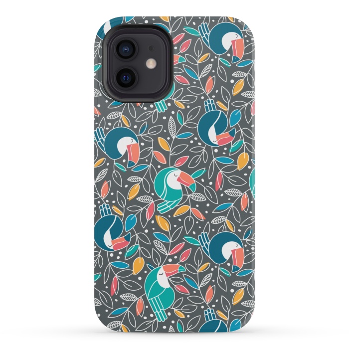iPhone 12 mini StrongFit Tossed Toucan by gingerlique