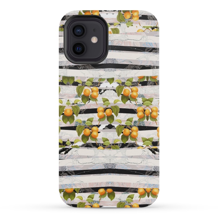 iPhone 12 mini StrongFit Colorful peaches and marble stripes by Oana 
