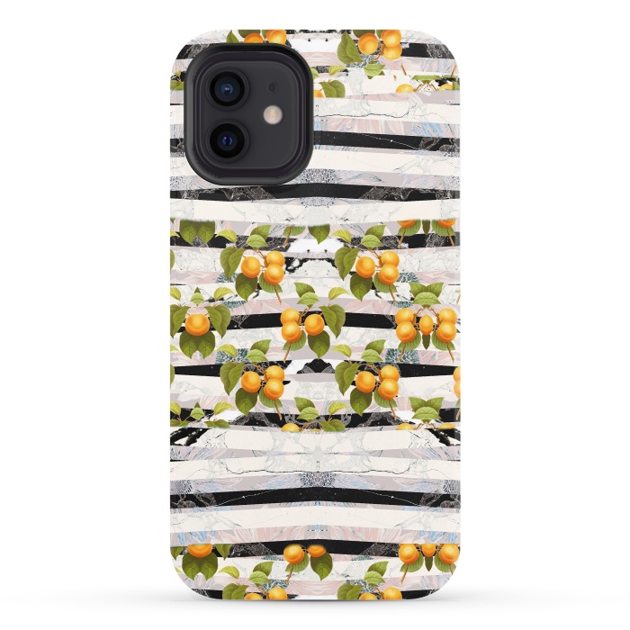 iPhone 12 StrongFit Colorful peaches and marble stripes by Oana 