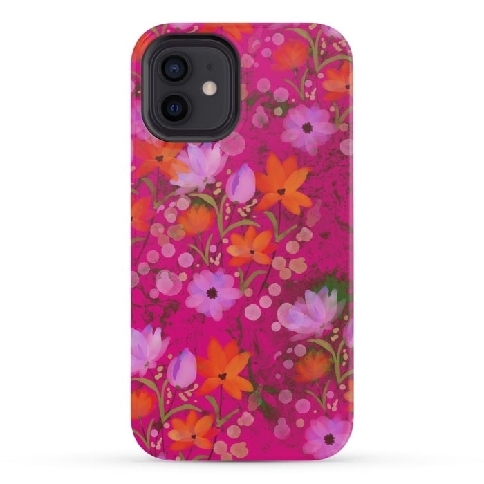 iPhone 12 mini StrongFit Floral design watercolour floral bunch abstract design by Josie