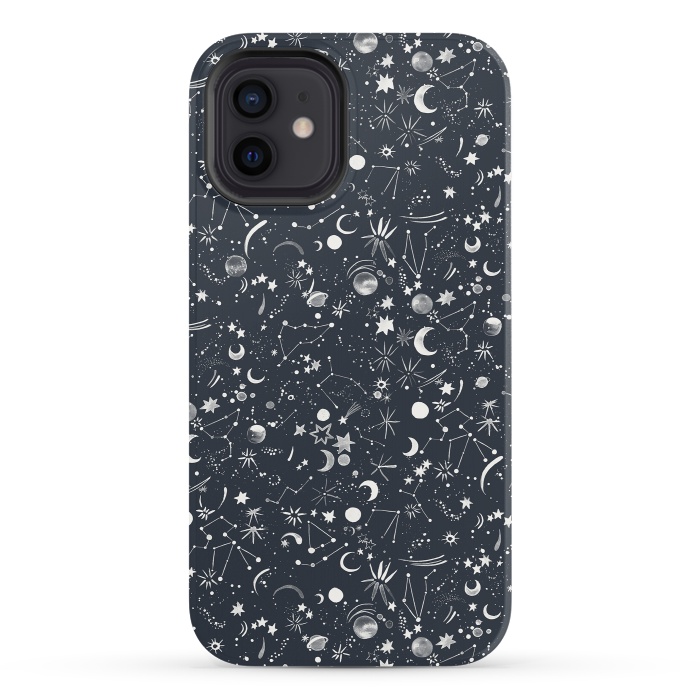 iPhone 12 StrongFit Planets Galaxy Constellations Dark by Ninola Design