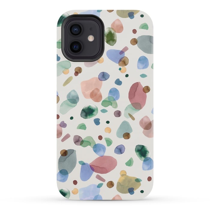 iPhone 12 mini StrongFit Pebbles Terrazo Rounded Memphis Multicolored by Ninola Design