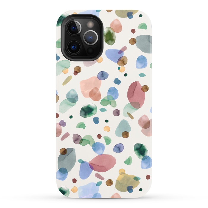 iPhone 12 Pro StrongFit Pebbles Terrazo Rounded Memphis Multicolored by Ninola Design