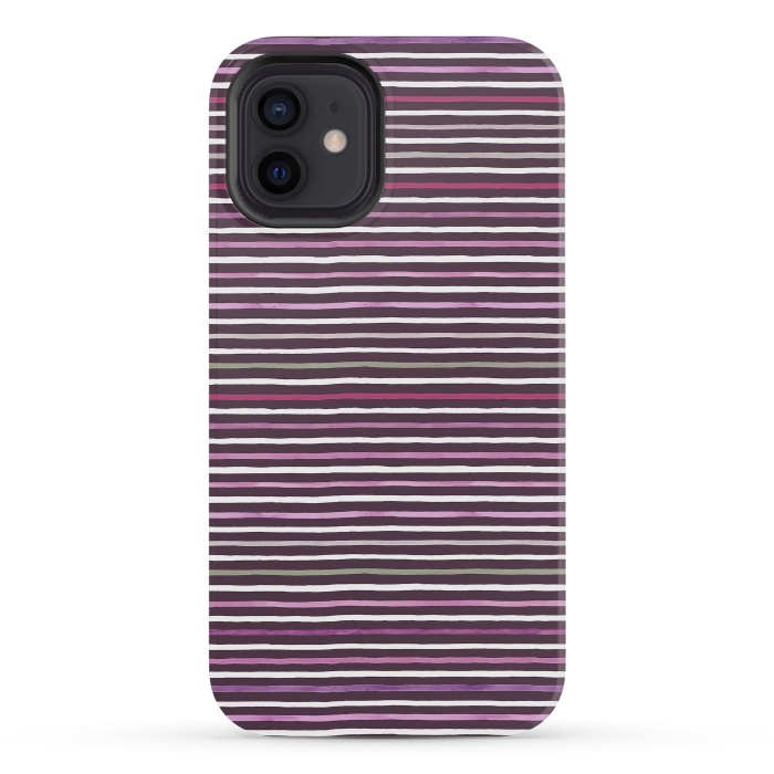 iPhone 12 mini StrongFit Marker Stripes Lines Purple Dark Pink by Ninola Design