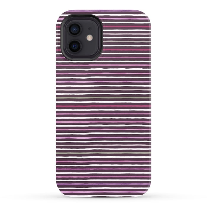 iPhone 12 StrongFit Marker Stripes Lines Purple Dark Pink por Ninola Design