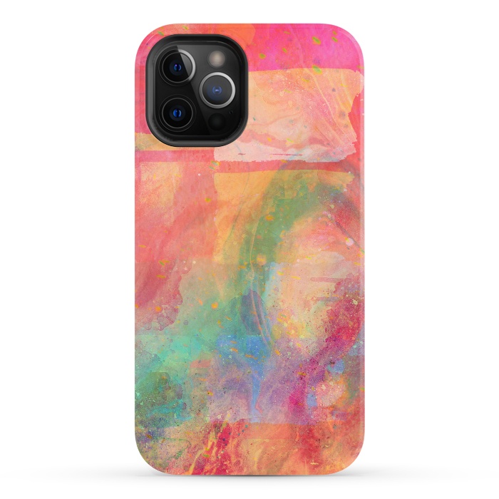 iPhone 12 Pro StrongFit Peach pink abstract watercolour design by Josie