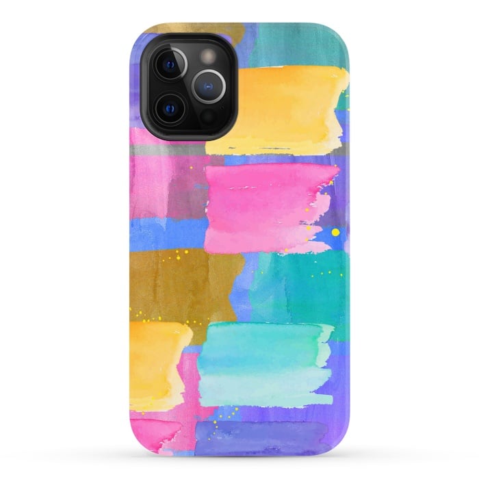 iPhone 12 Pro StrongFit Blue watercolor painting abstract design by Josie