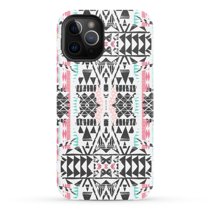 iPhone 12 Pro StrongFit Playful tribal ethnic triangles by Oana 