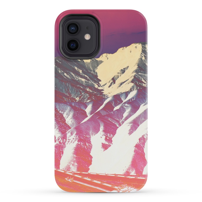 iPhone 12 mini StrongFit Utopia pink gradient desert mountain landscape by Oana 