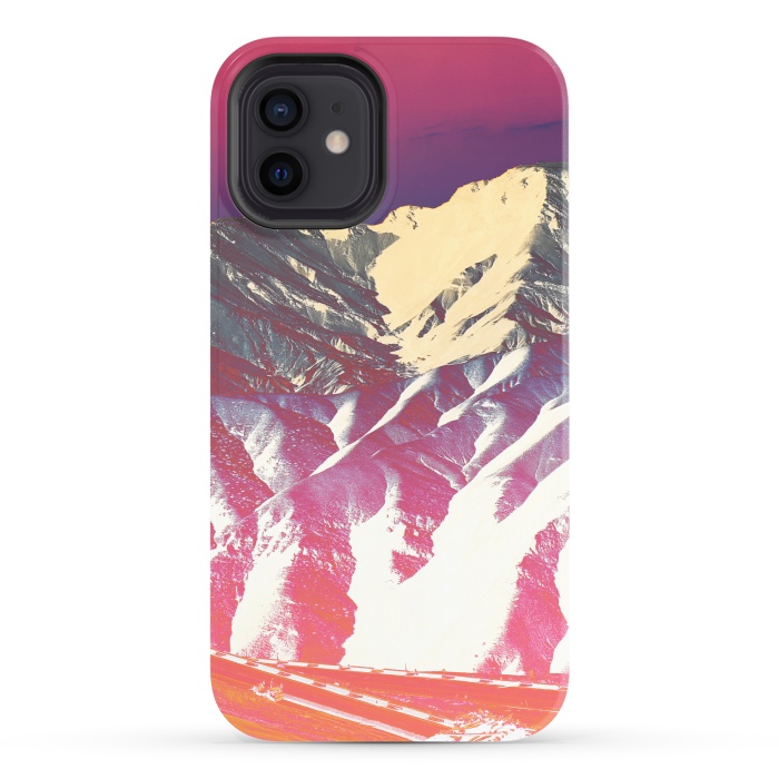 iPhone 12 StrongFit Utopia pink gradient desert mountain landscape by Oana 