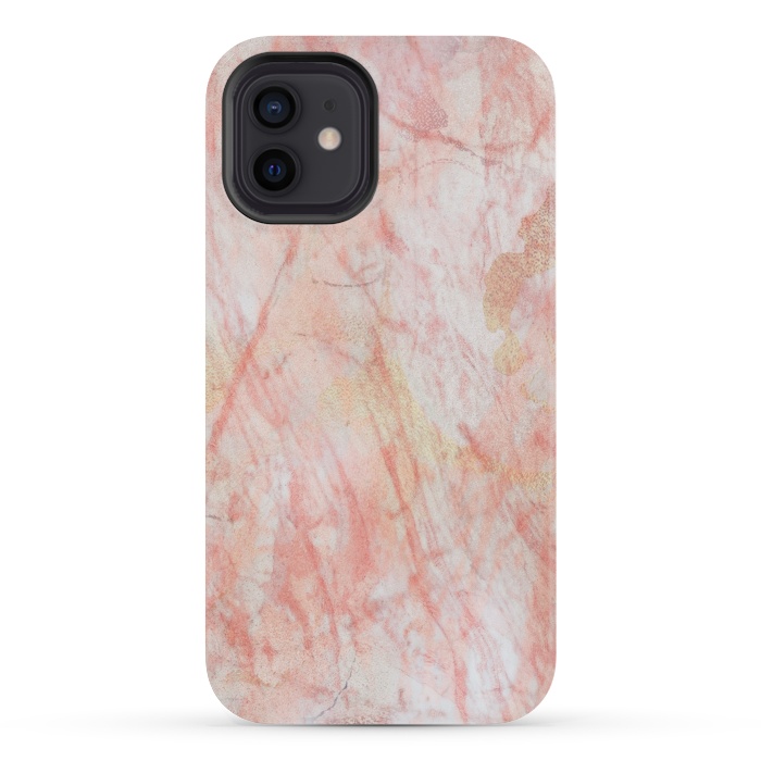iPhone 12 mini StrongFit Pink Marble Stone by Martina