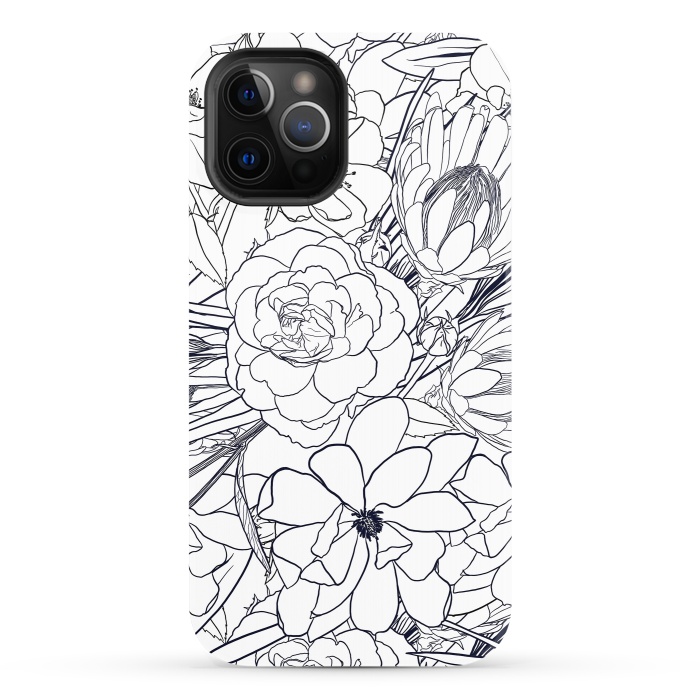iPhone 12 Pro StrongFit Modern Line Art Hand Drawn Floral Girly Design by InovArts