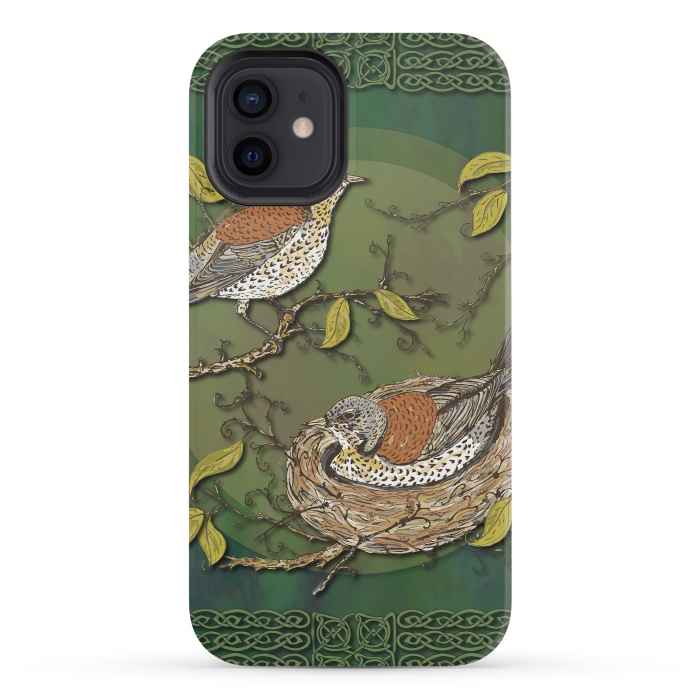 iPhone 12 mini StrongFit Nesting Birds Fieldfares by Lotti Brown