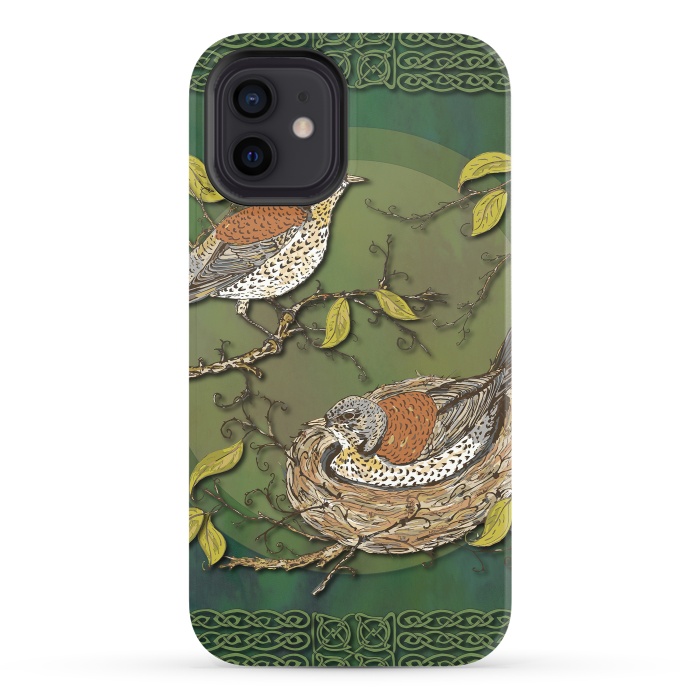 iPhone 12 StrongFit Nesting Birds Fieldfares by Lotti Brown