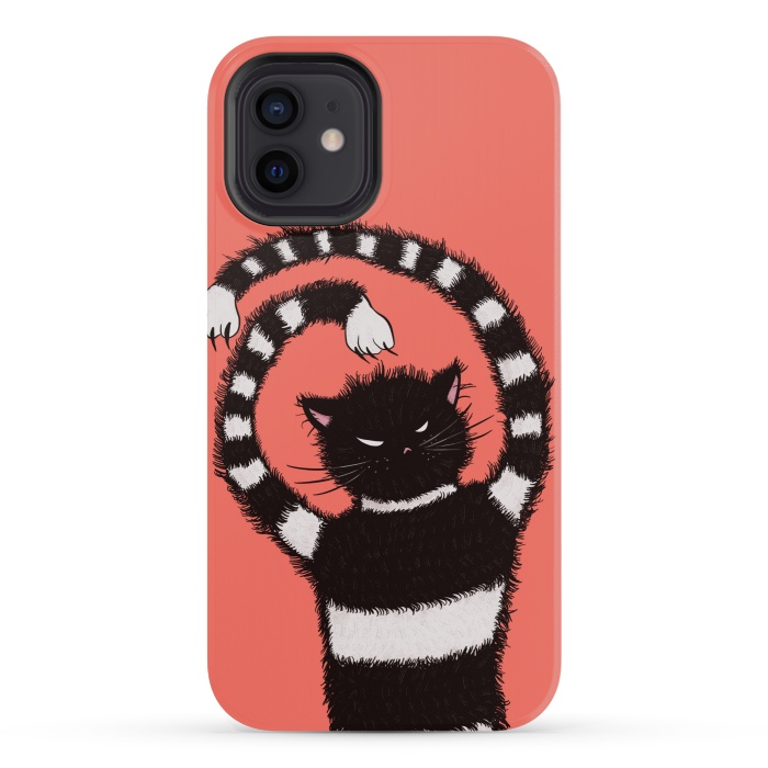 iPhone 12 mini StrongFit Evil Striped Cat Weird Cartoon by Boriana Giormova