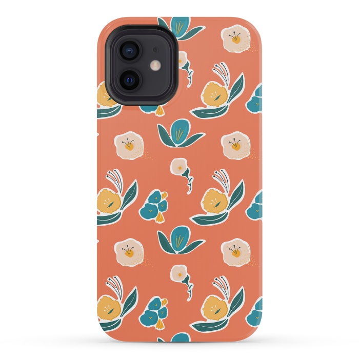 iPhone 12 mini StrongFit Coral Floral by Kimberly Senn | Senn & Sons